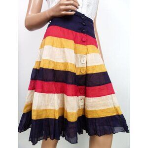Edme & Esyllte Anthropologie Striped A-Line Skirt Women Size 4 Multicolor Button
